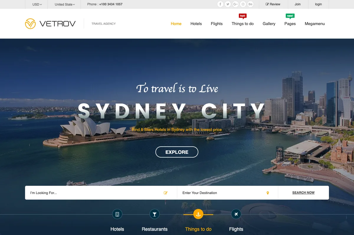 Hospitality website example: destination-led