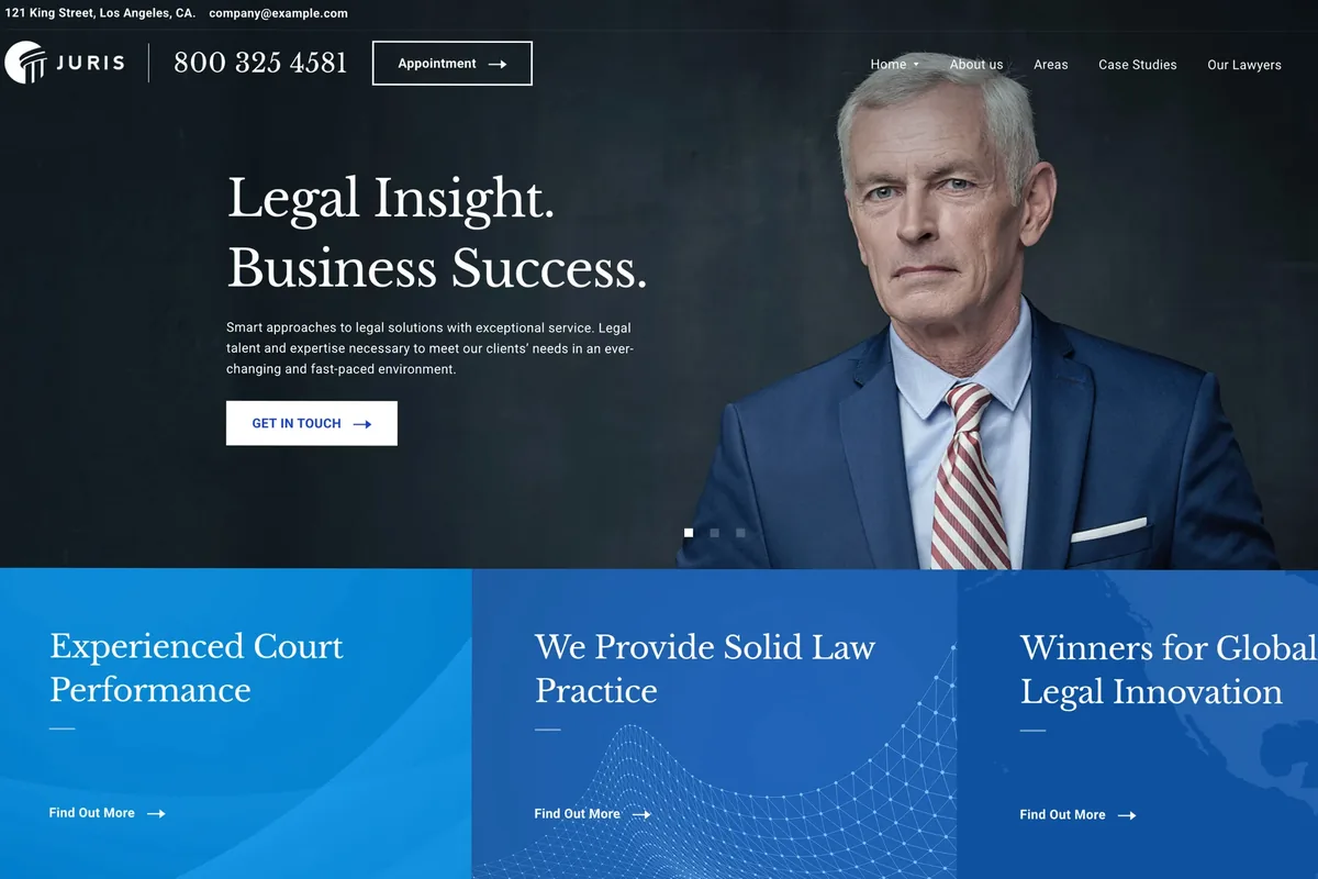 Law firm website example: corporate and restrained