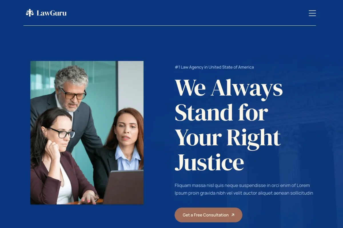 Law firm website example: bold and modern