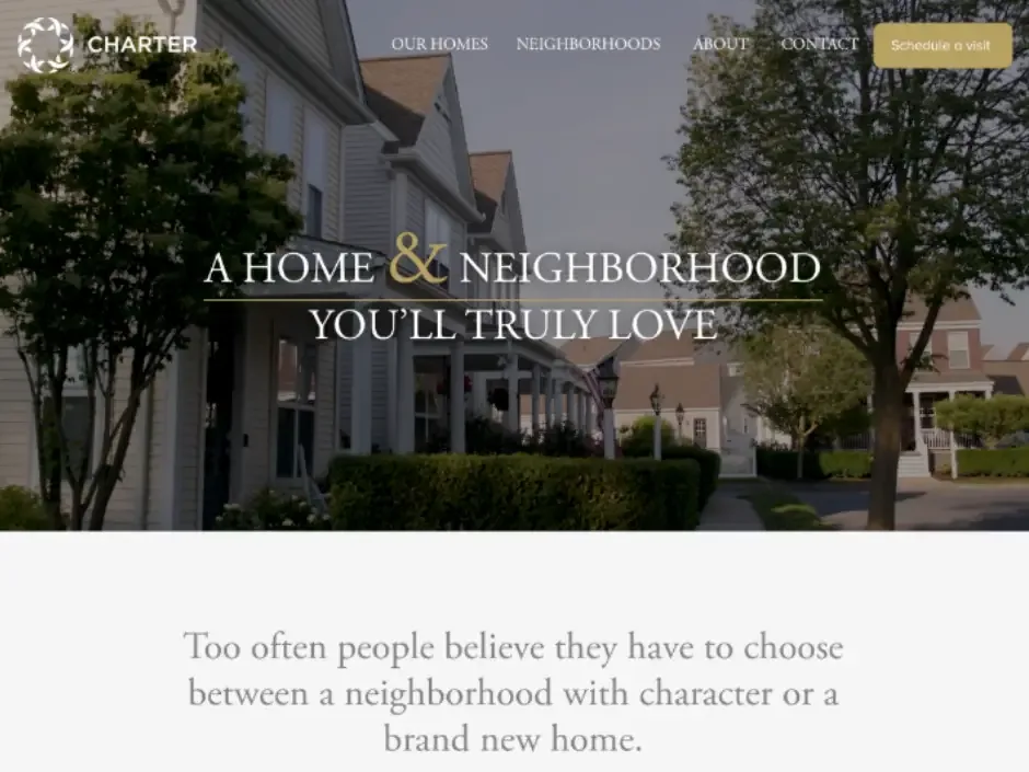 Charter Homes & Neighborhoods website