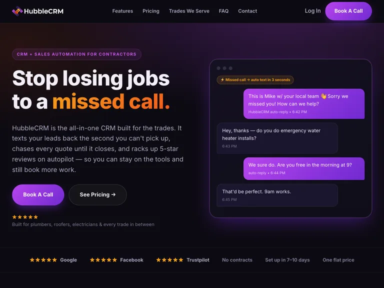 HubbleCRM website