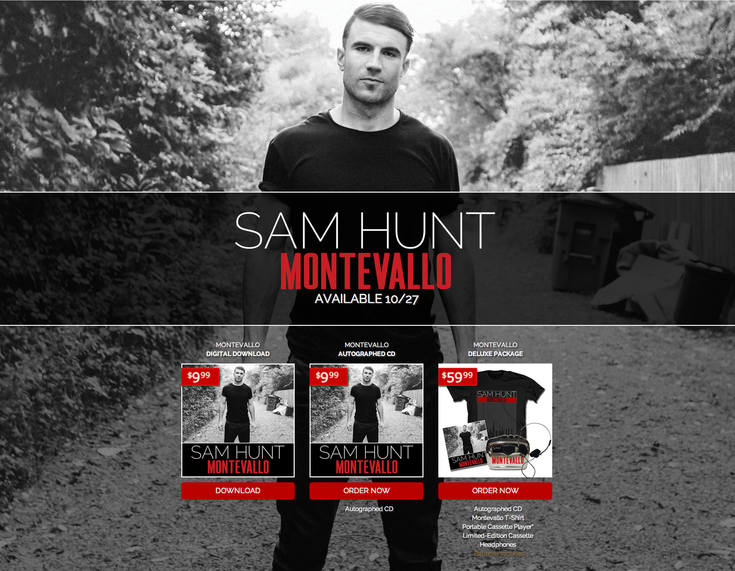 Sam Hunt Splash Page