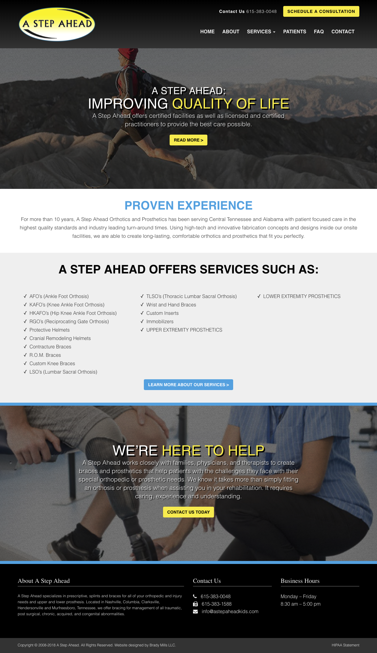 Prosthetic Company Medical Website