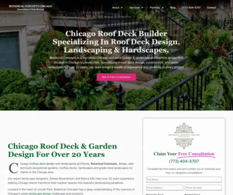 Botanical Concepts Chicago - Landscaping Website Design - Chicago Website Design - Architect Website