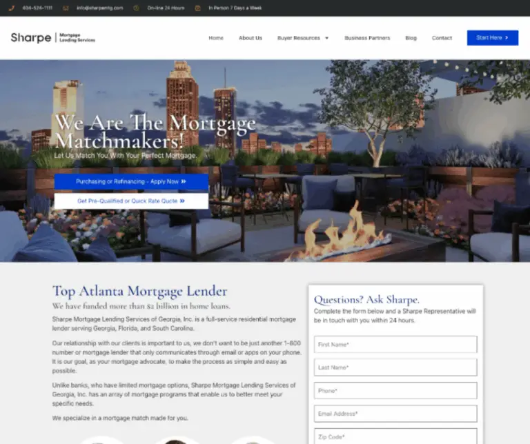 Sharpe Mortgage - Real Estate Mortgage Web Design