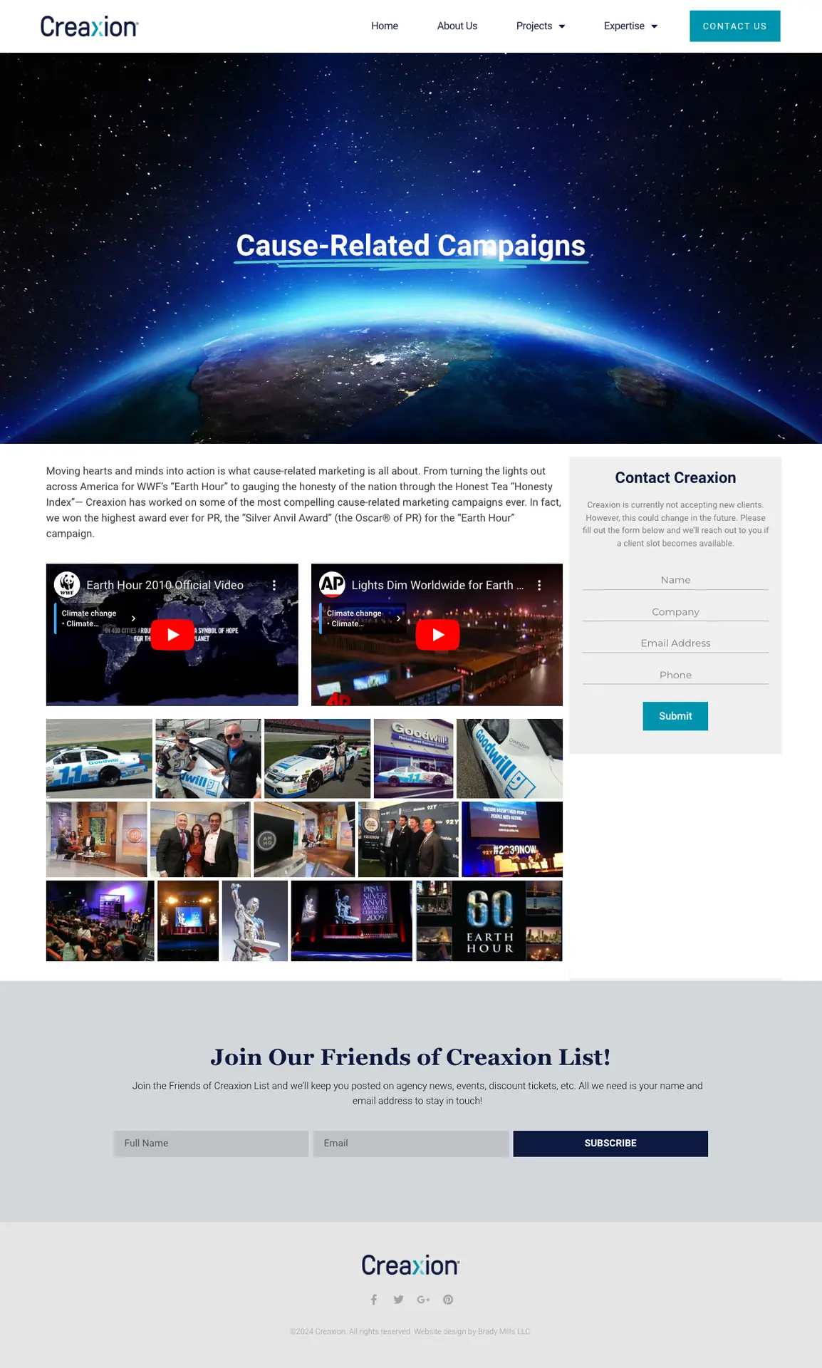 Cause-related campaigns is one of three service related web pages we designed for Creaxion.