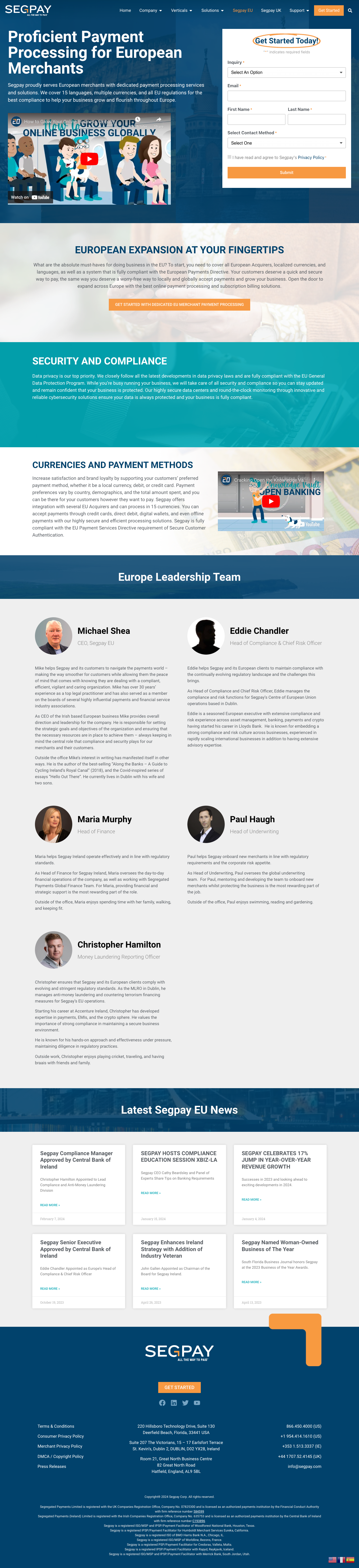 Segpay - Financial Industry website design - European and Worldwide Services