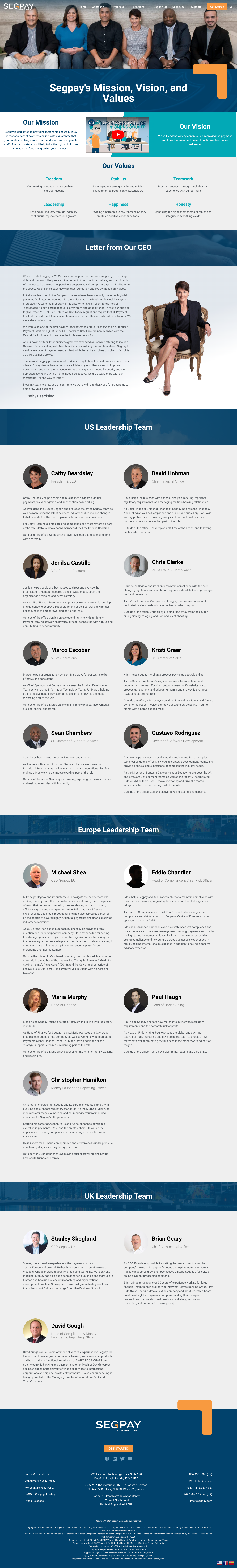 Segpay - Financial Industry website design - Company overview page