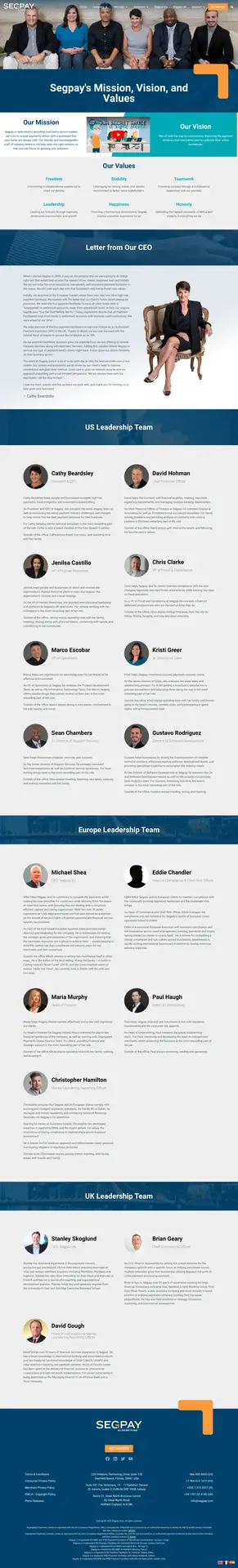 Segpay - Financial Industry website design - Company overview page