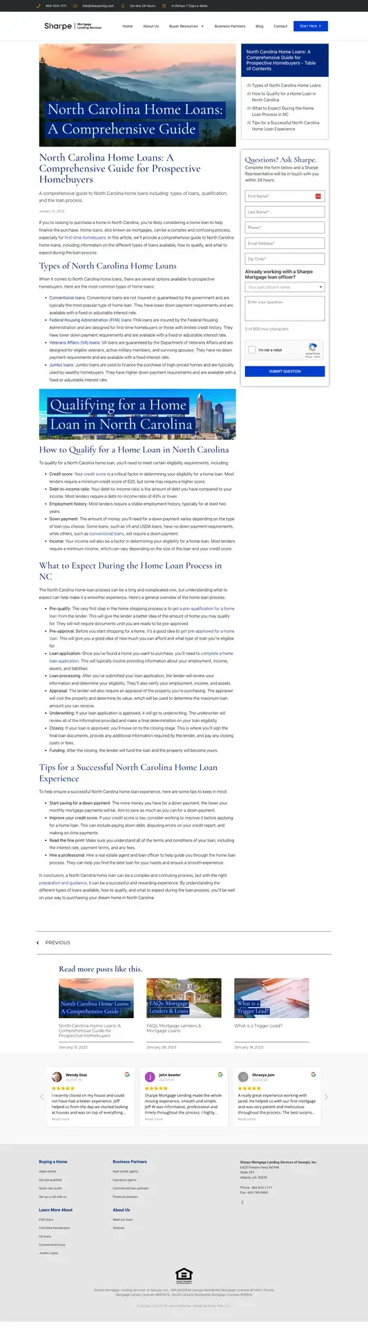 Sharpe Mortgage Single Blog Post Design