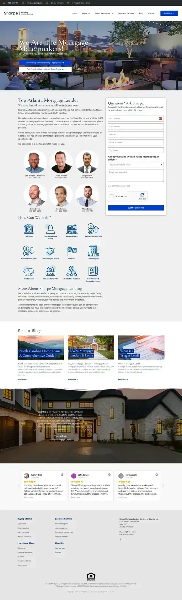 Sharpe Mortgage Homepage Design