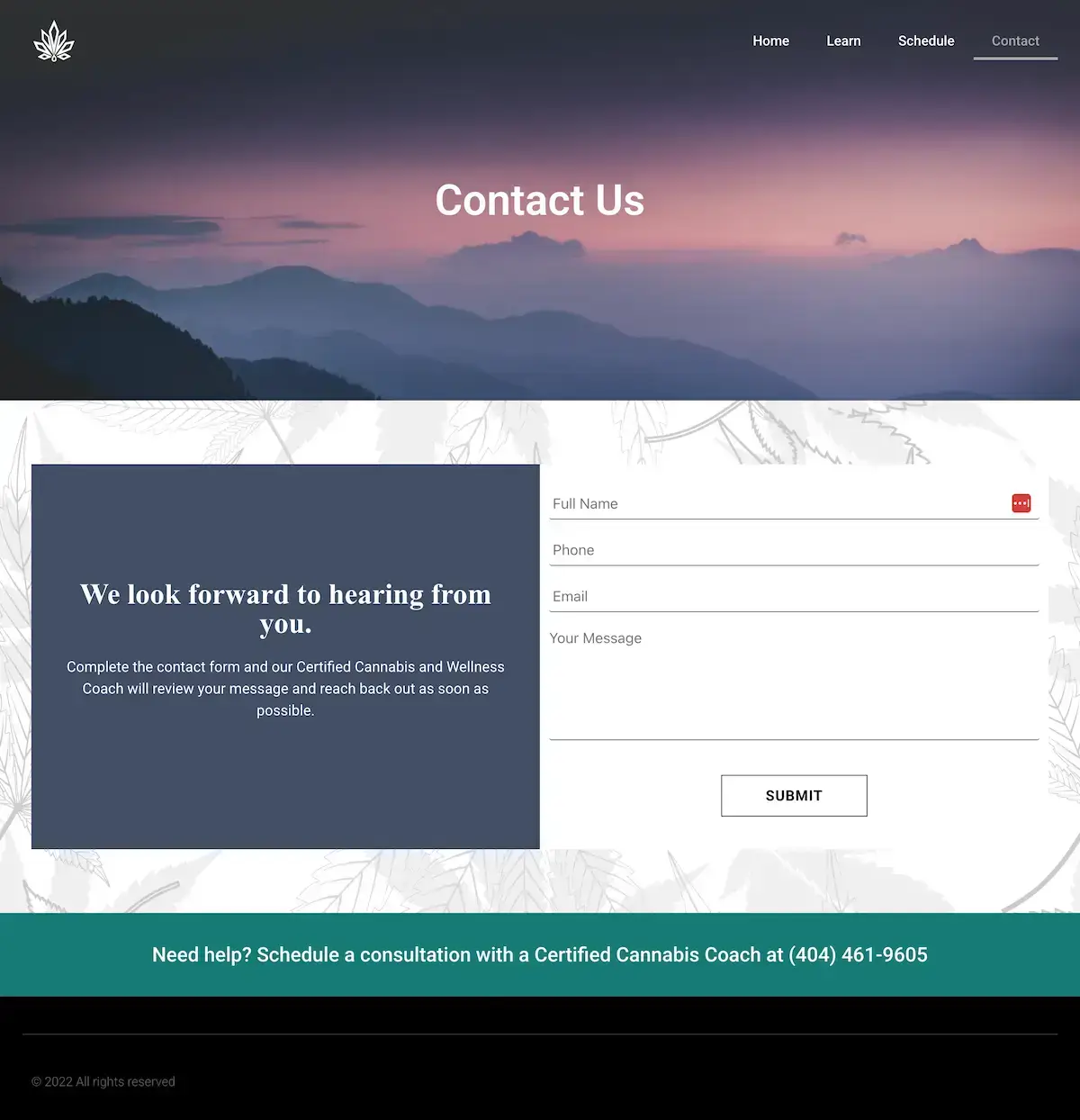 Center for Cannabis Wellness - Contact Page