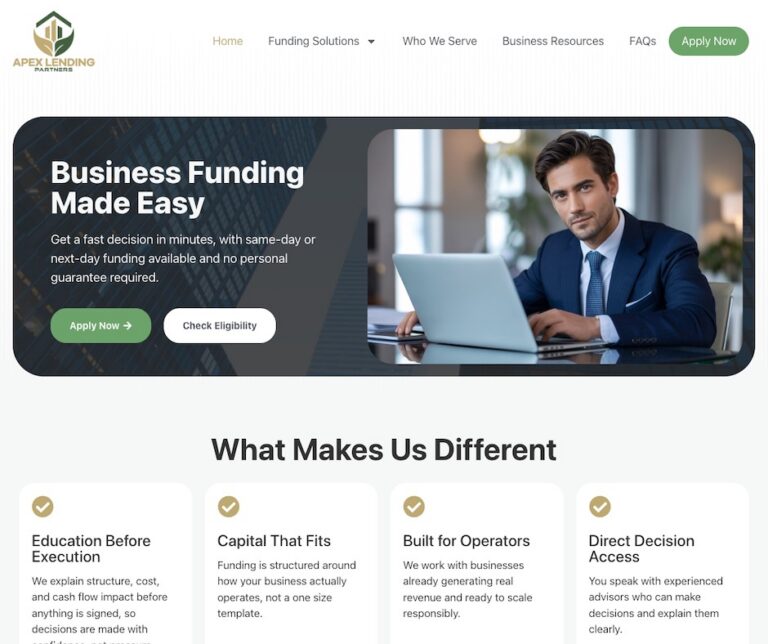 Apex Lending Partners - Business Loan Solution Financial Solutions Website Design