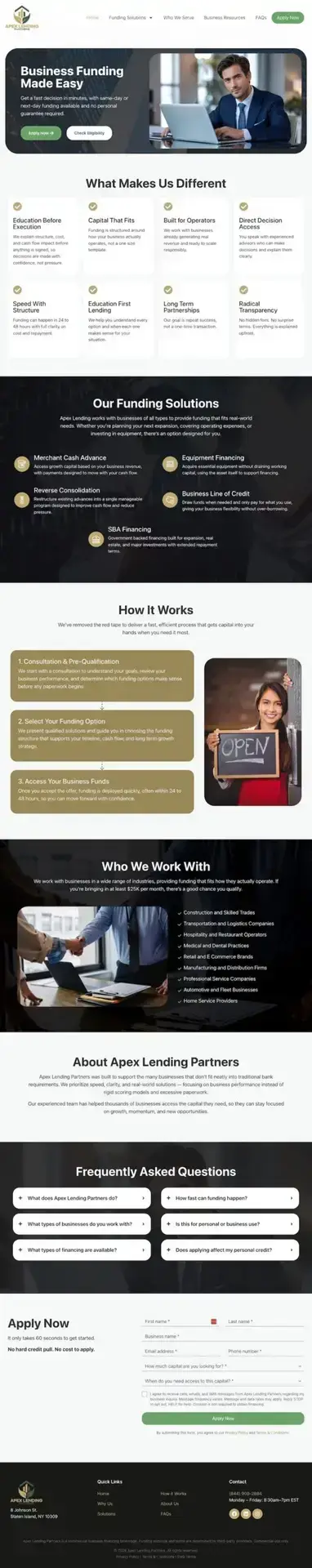 Apex Lending Partners Full Homepage Redesign