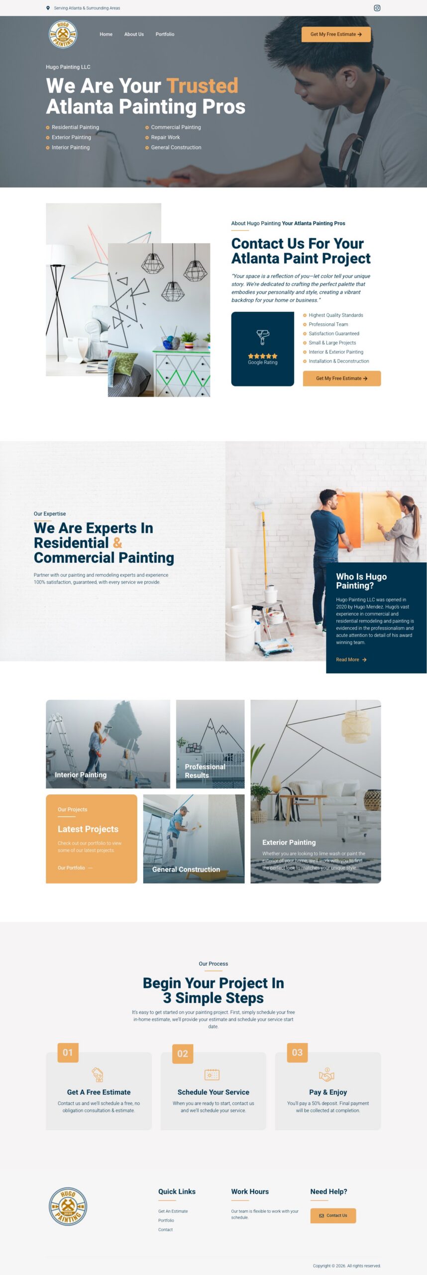 Painting company website design - homepage