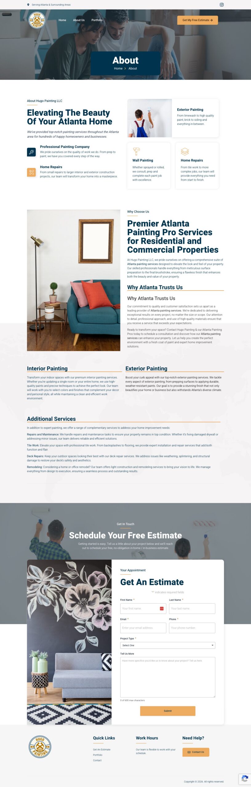 Local painter website - painting company web design - About Page